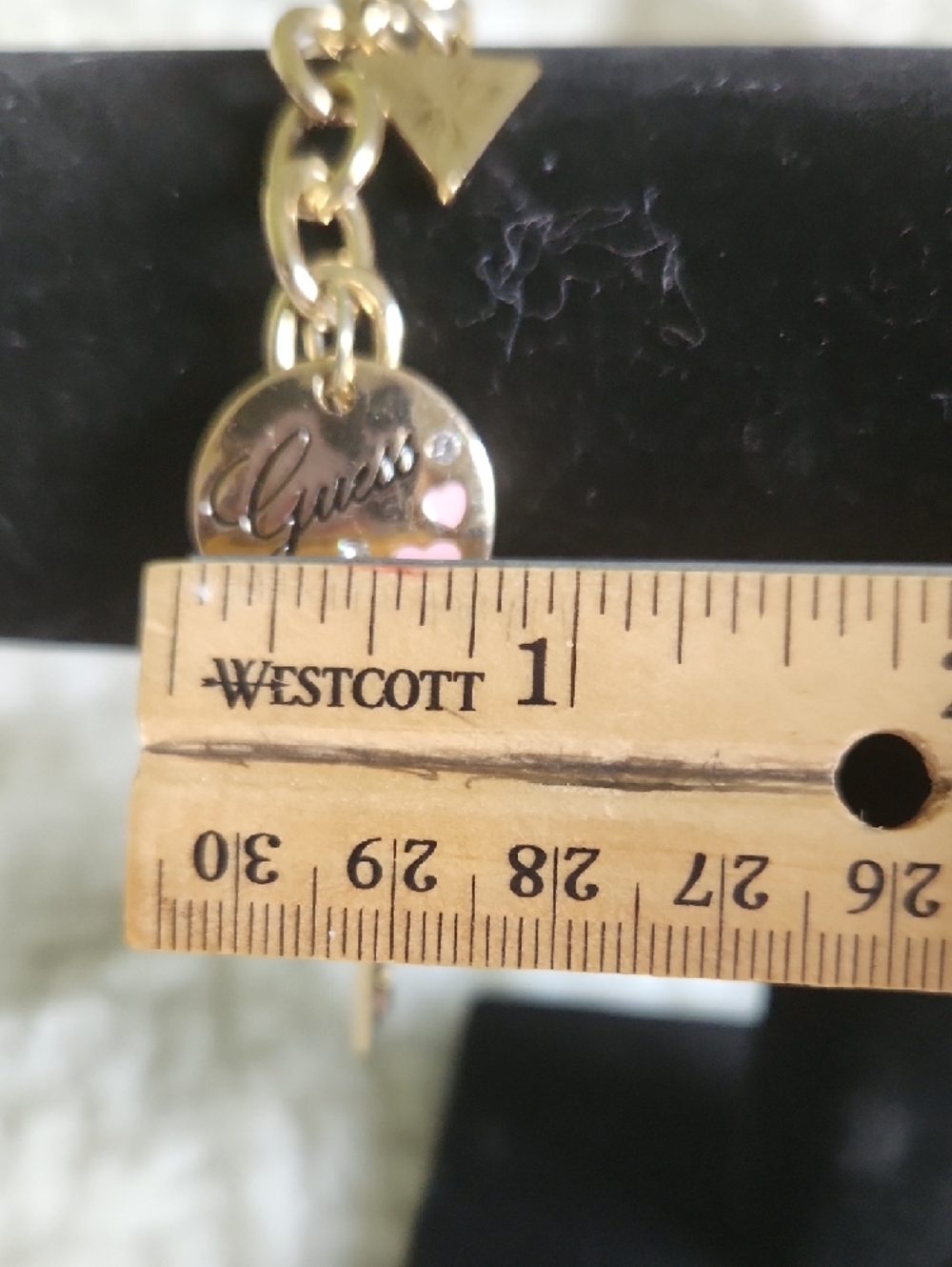 GUESS Gold-Tone Charm Bracelet with Pink Heart Accents Boho Vibe - Picture 2 of 12